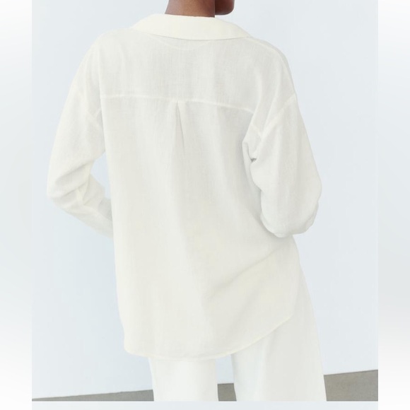 Zara long sleeve lace insert shirt embroidered blouse size Large, cotton blend - Picture 4 of 7